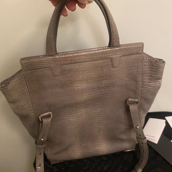 Alexander Wang Skeletal Prisma Lunch Bag Foldover Leather Beige Snake Print $925 - Picture 6 of 13